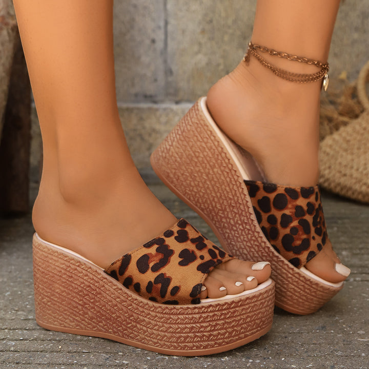 Dame kile-sandaler med leopardmønster og polstret sål Stilla