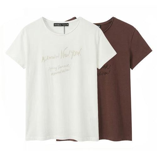 Dame T-shirt med minimalistisk design og eksklusiv tryk Skovae
