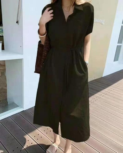 Dame Elegant Utility Skjortekjole Stilla