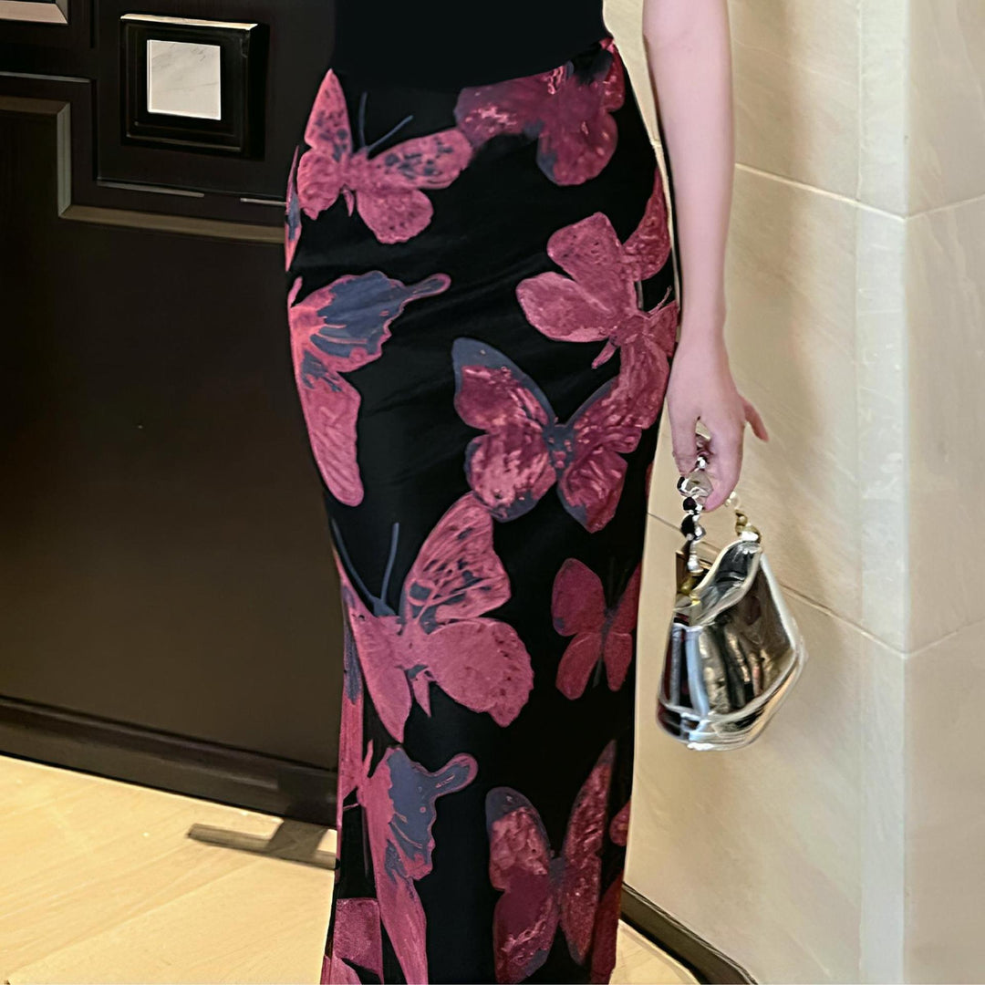 Dame Svirrende Sommerfugleprint Maxi Nederdel Stilla