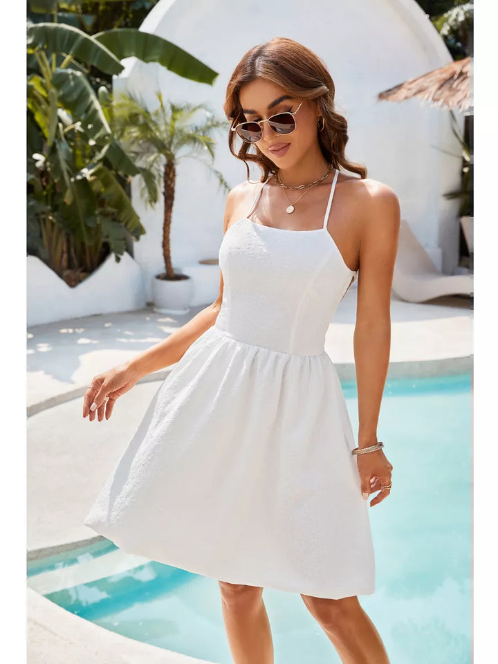 Dame sommerligt strandkjole med off-shoulder design og elegant nederdel Skovae