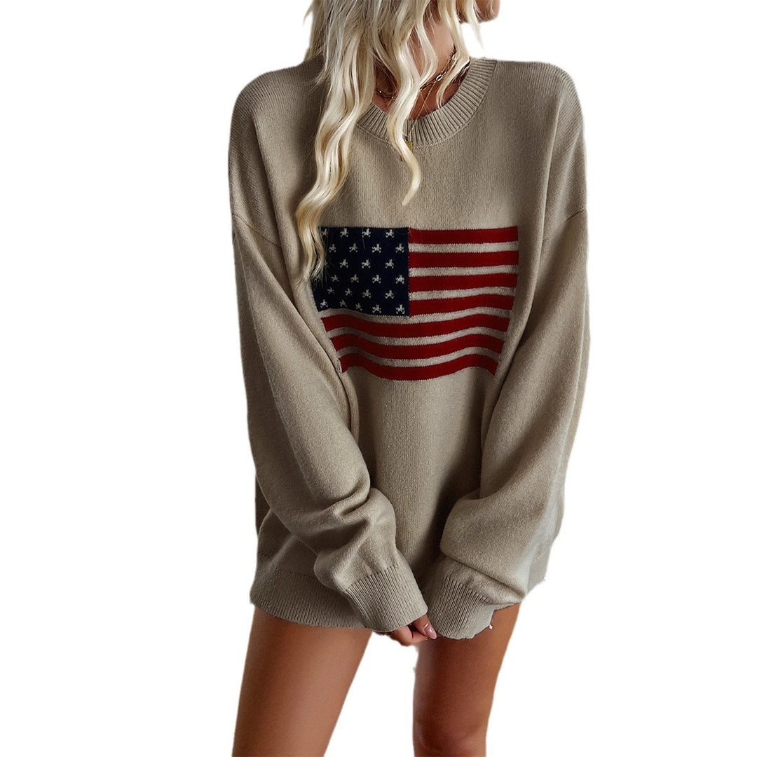 Dame sweatshirt med afslappet snit og US-flagmotiv Stilla