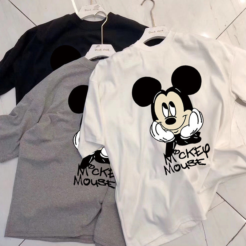 Dame T-shirt med kreativ Mickey Mouse grafiktryk og afslappet oversized pasform Stilla
