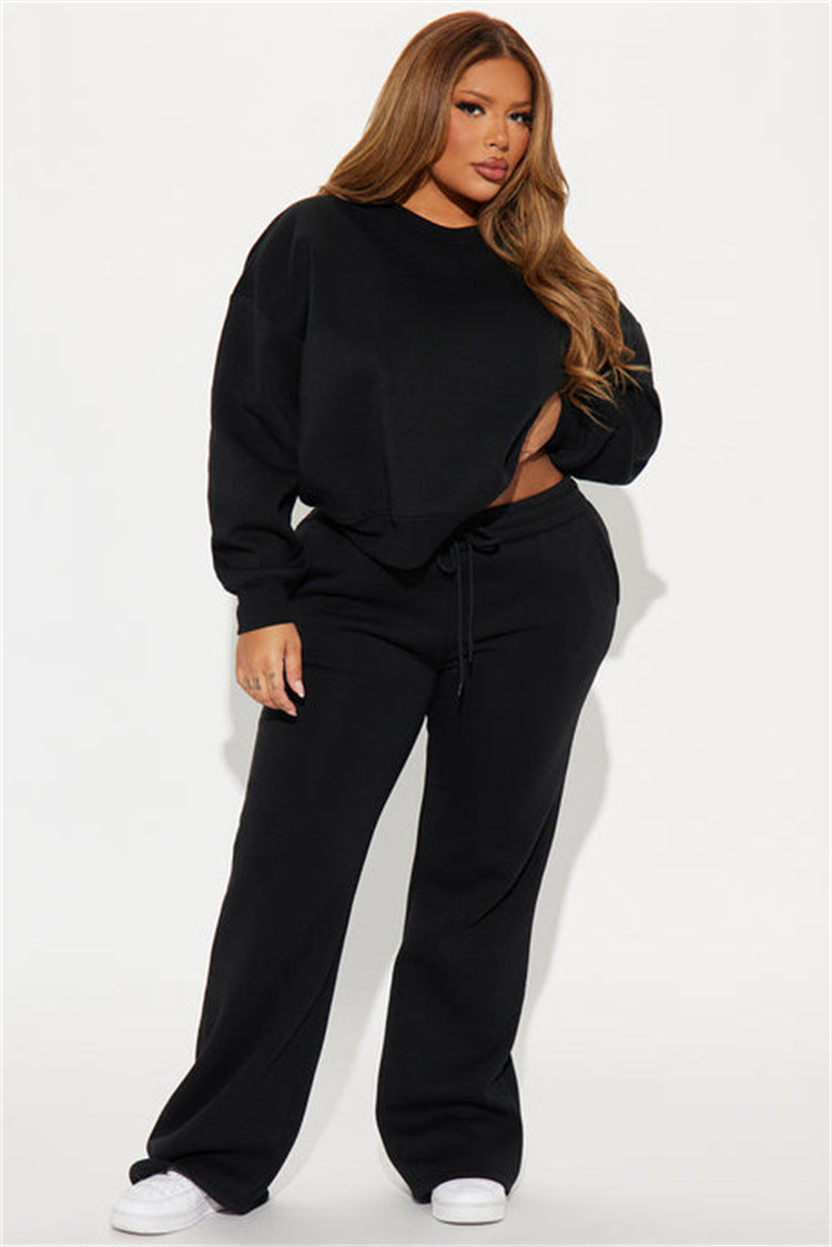 Kvindernes cropped sweatshirt med droppe skuldre og bred kant Skovae