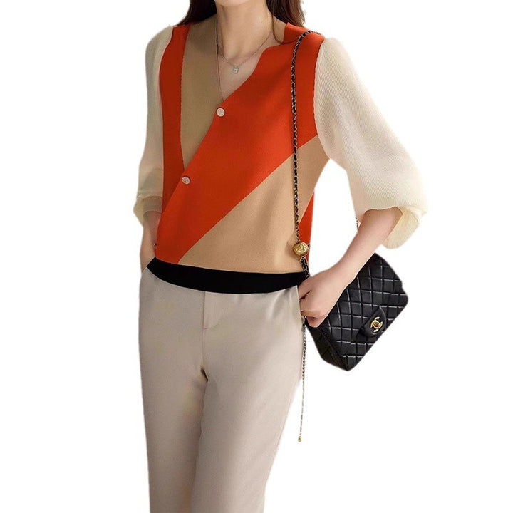Dame elegant omslagsbluse med innovativ snit og fashionable detaljer Stilla
