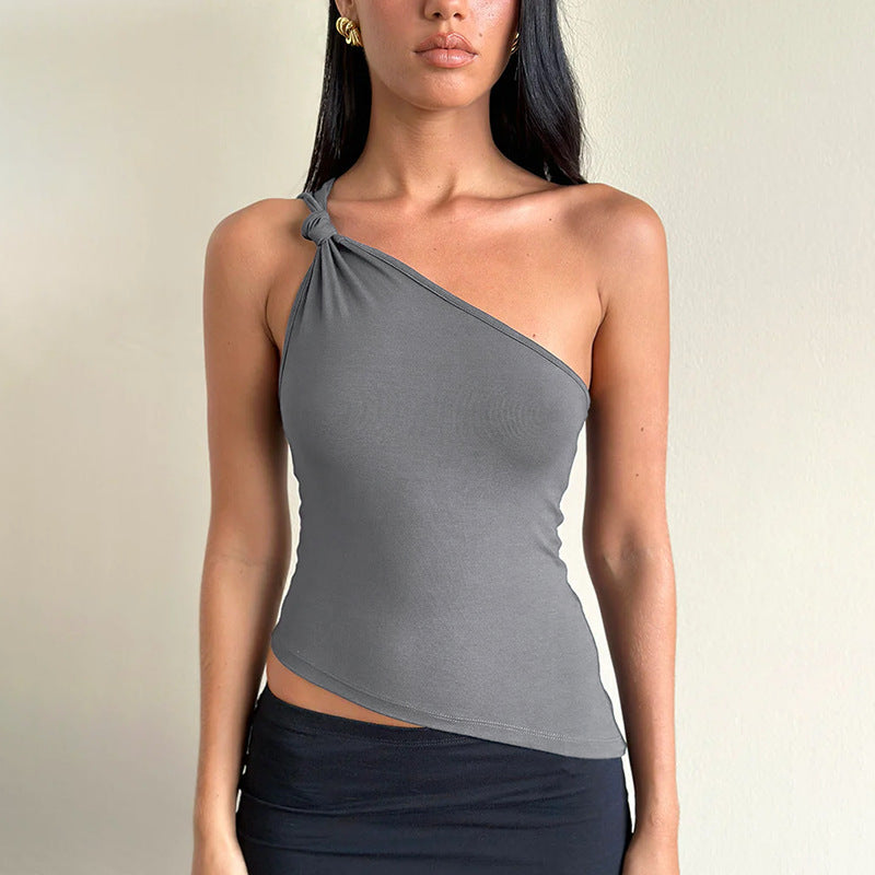 Dame asymmetrisk top med en skulder Stilla