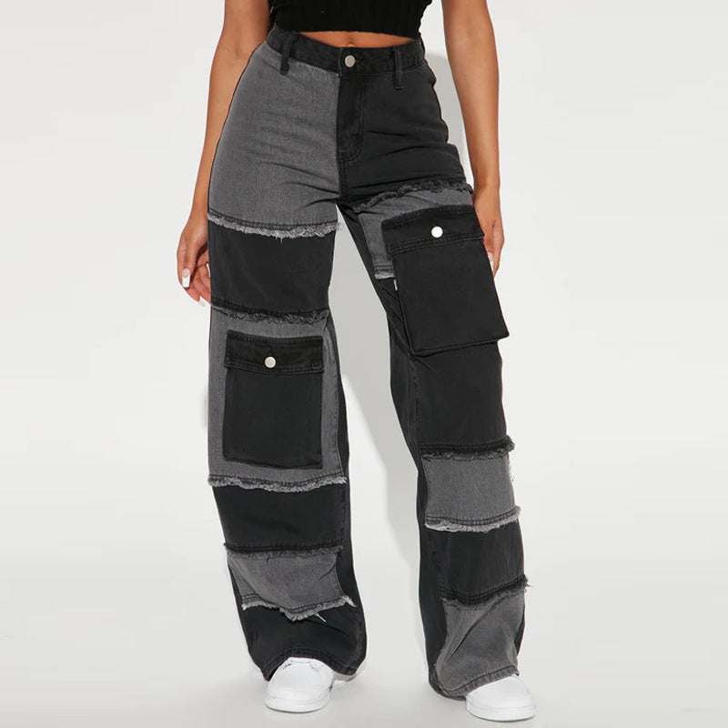 Dame Cargo-jeans i moderne patch-design med praktiske lommer Stilla
