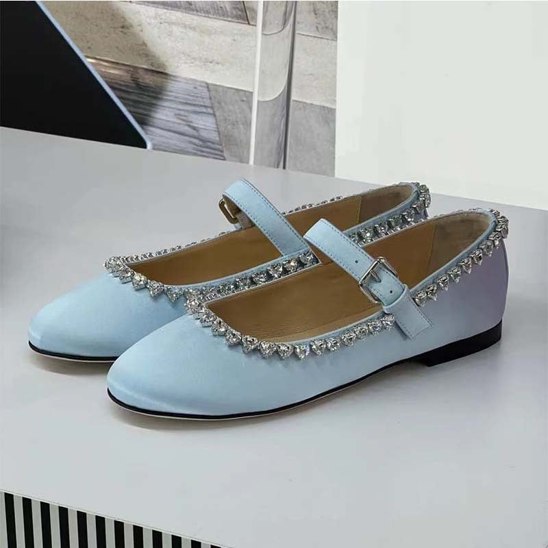 Femme dekorerede Mary Jane ballerinaer med rhinestones Stilla