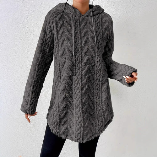 Kvinders hyggelige fleece hoodiejakke med tekstureret ribdesign Stilla