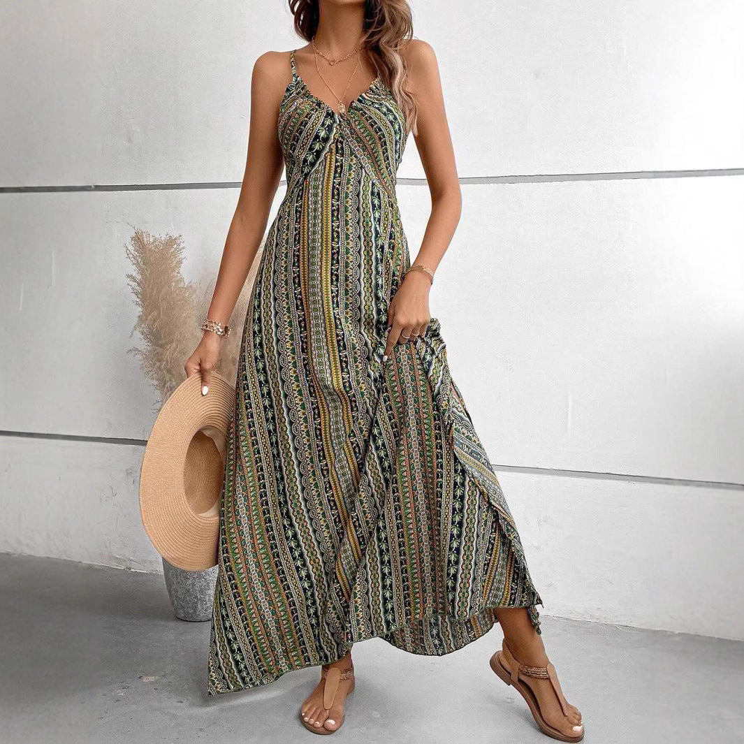 Damer Strappy Bohemian Maxi Kjole Stilla