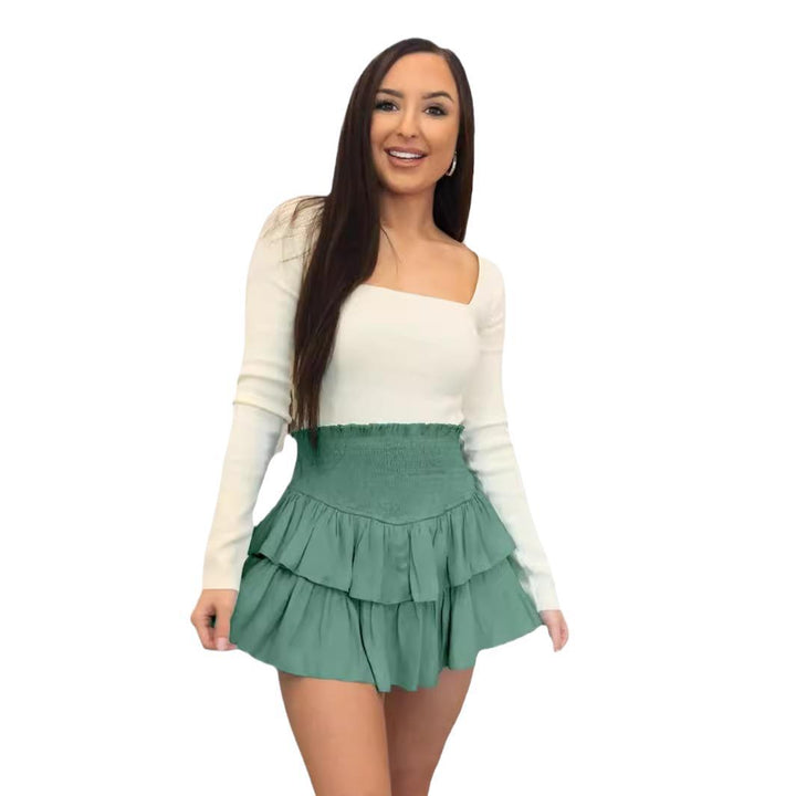 Dame luftig rynket shorts-nederdel Stilla