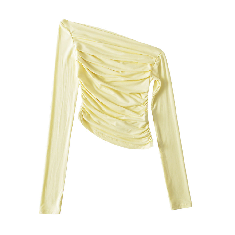 Dame asymmetrisk, ruched overdel med langærmet og elegant design Stilla