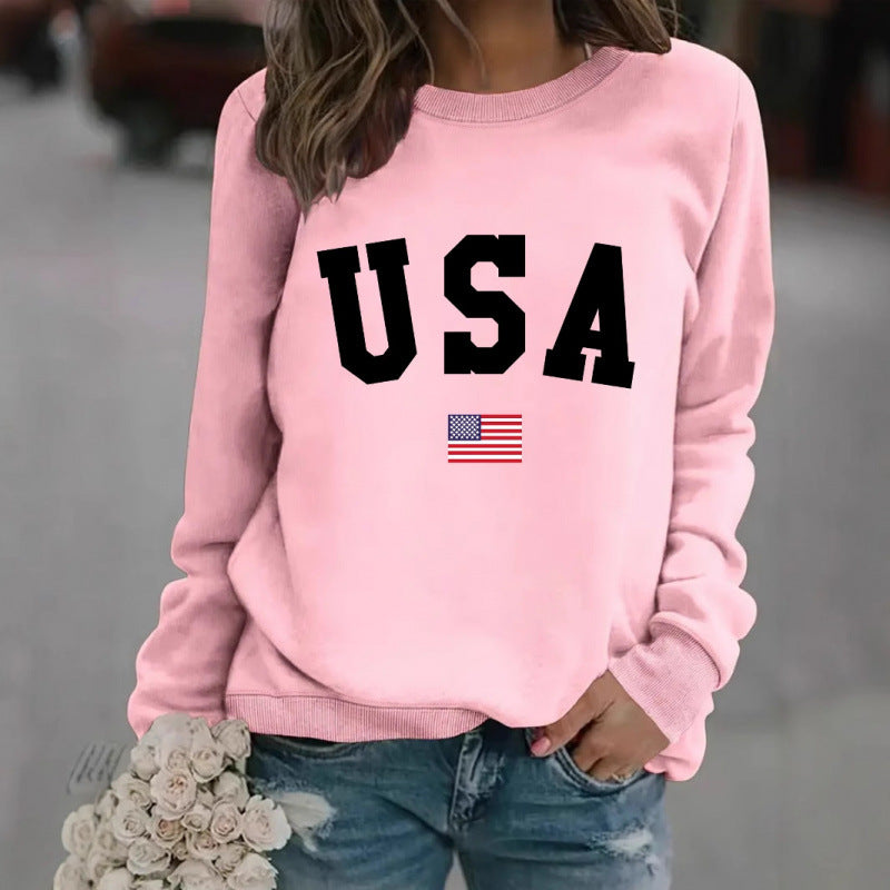Kvinders sweatshirt med moderne USA udtalelse og hyggelig pasform Skovae