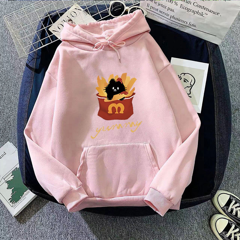 Kvinders hættebluse med kreativ kat design Skovae