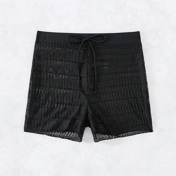 Dame Sportlige badshorts med fleksibel talje og moderigtigt bølgemønster Skovae