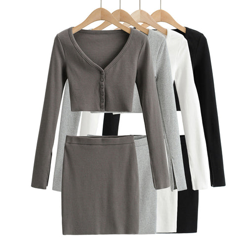 Dame Crop-Top og Nederdel Sæt i elegant Design Stilla