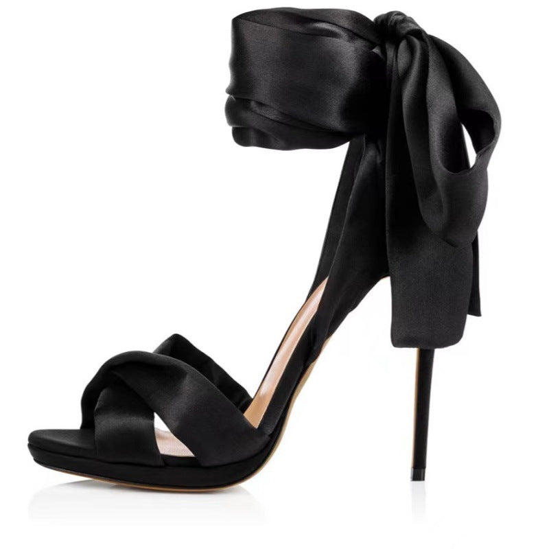 Femme Elegante Satinbånd Stiletto Sandaler Stilla