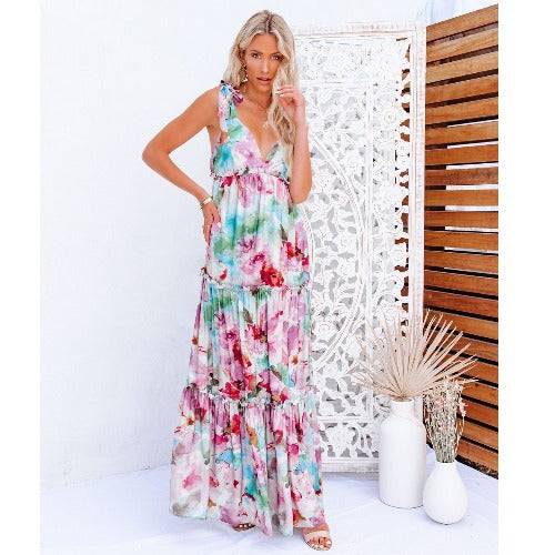 Femme Floral Gennemsigtig Maxi Kjole Stilla