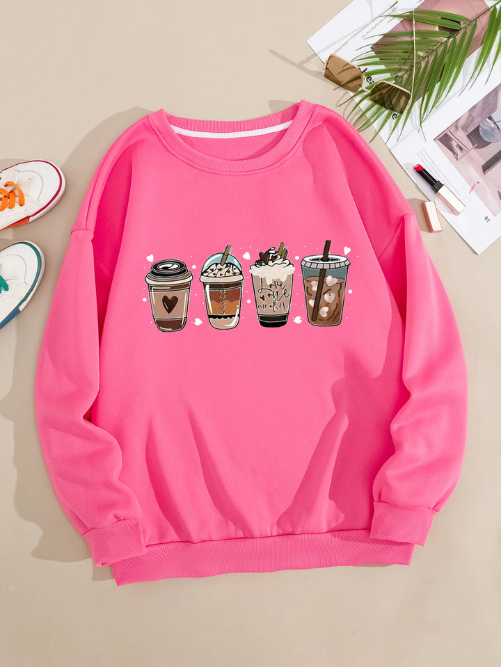 Kvindernes Komfortable Sweatshirt med Kaffemotiv Skovae