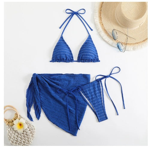 Dame Triangle Bikini Sæt med matchende Cover-Up Stilla