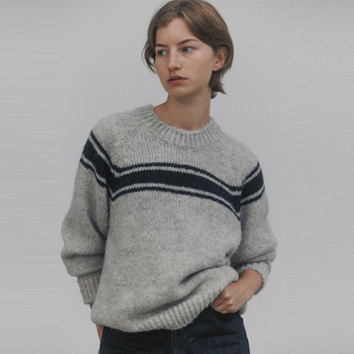 Dame strikpullover med moderne blokstribedesign og hyggelig pasform Stilla