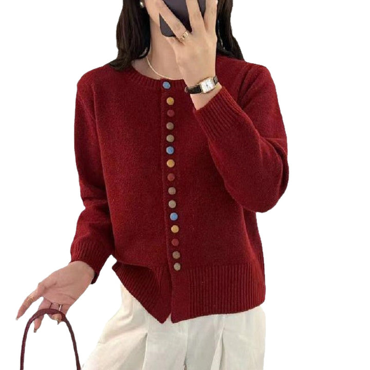 Kvinders cardigan med farverige knapdetaljer og casual snit Stilla