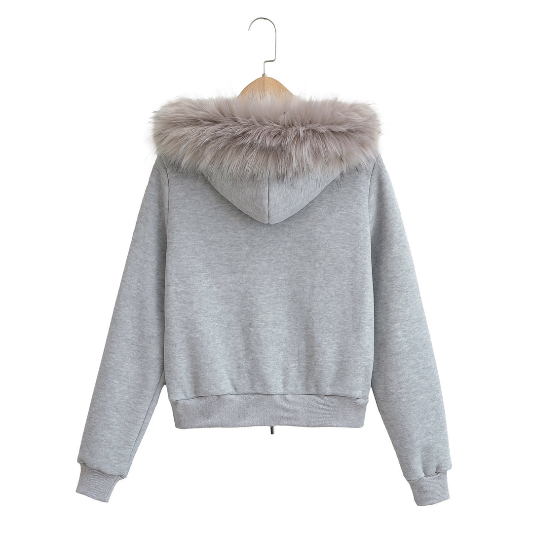 Dame Hoodie med aftagelig kunstpels og moderne snit Stilla