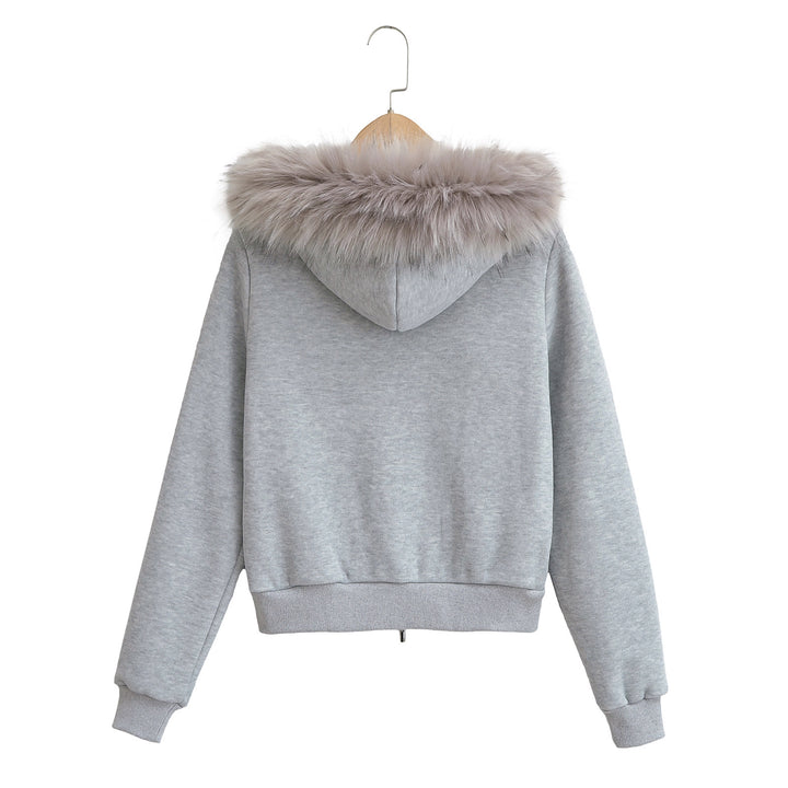 Dame Hoodie med aftagelig kunstpels og moderne snit Stilla
