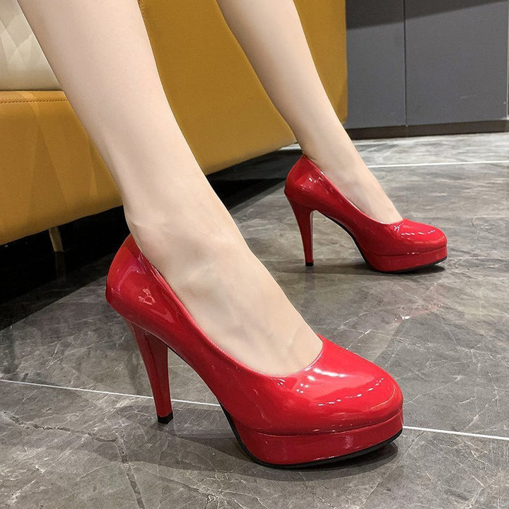 Dame nan Plateau-Pumps med skinnende lak og høj stilettohæl Skovae