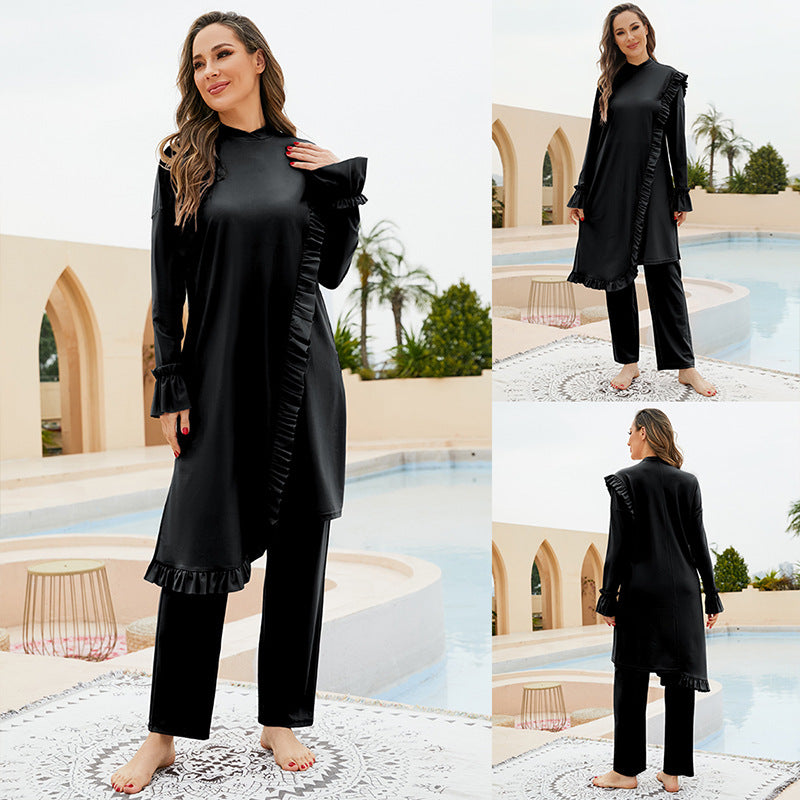 Dame elegant outfit med flæse-design og lang skæring Stilla