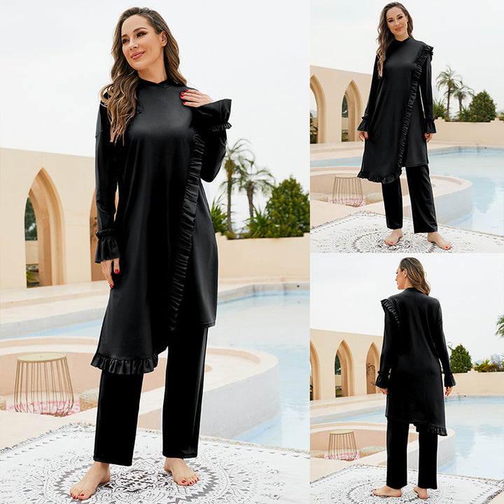 Dame elegant outfit med flæse-design og lang skæring Stilla