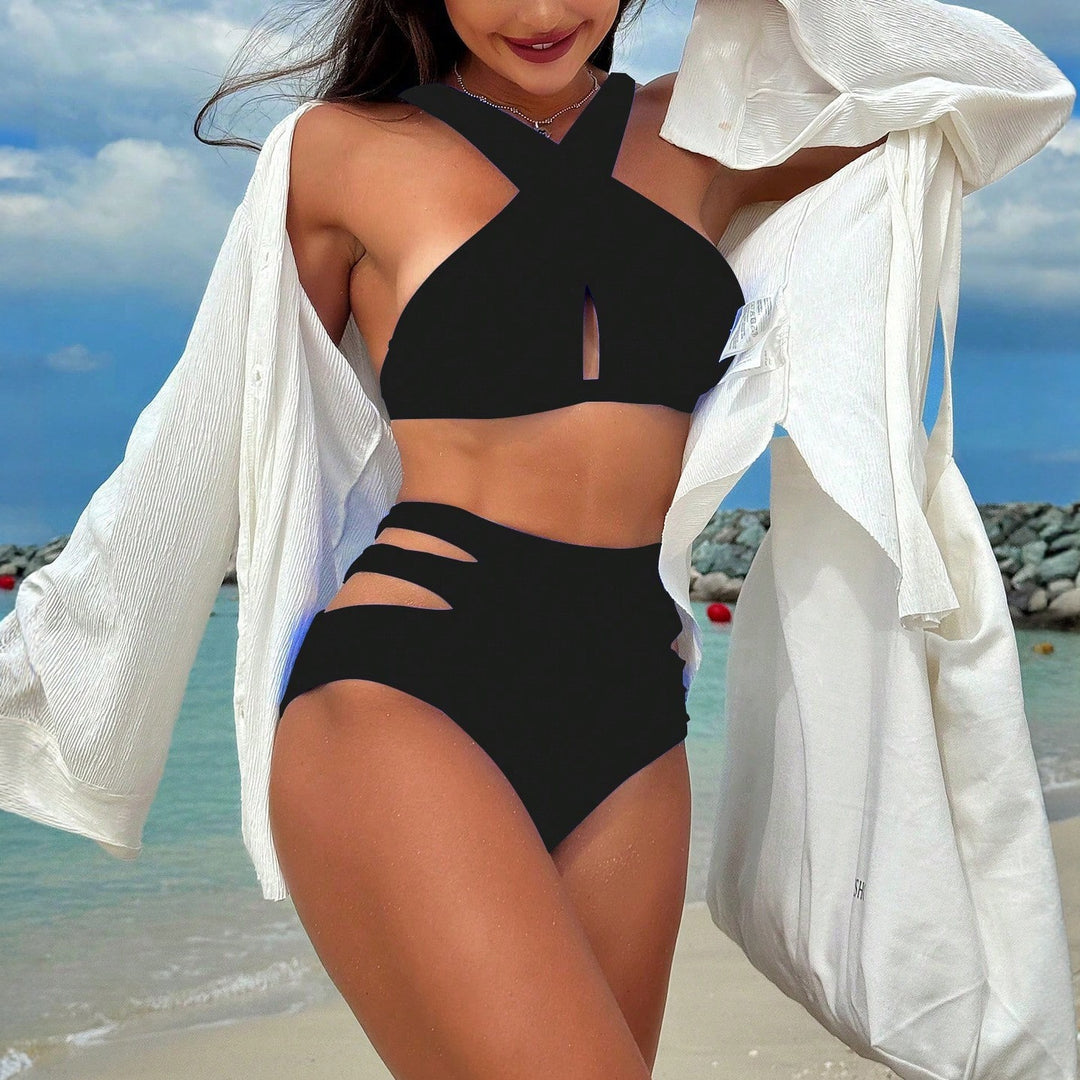 Damer højt skåret bikini med stilfulde cut-outs Skovae