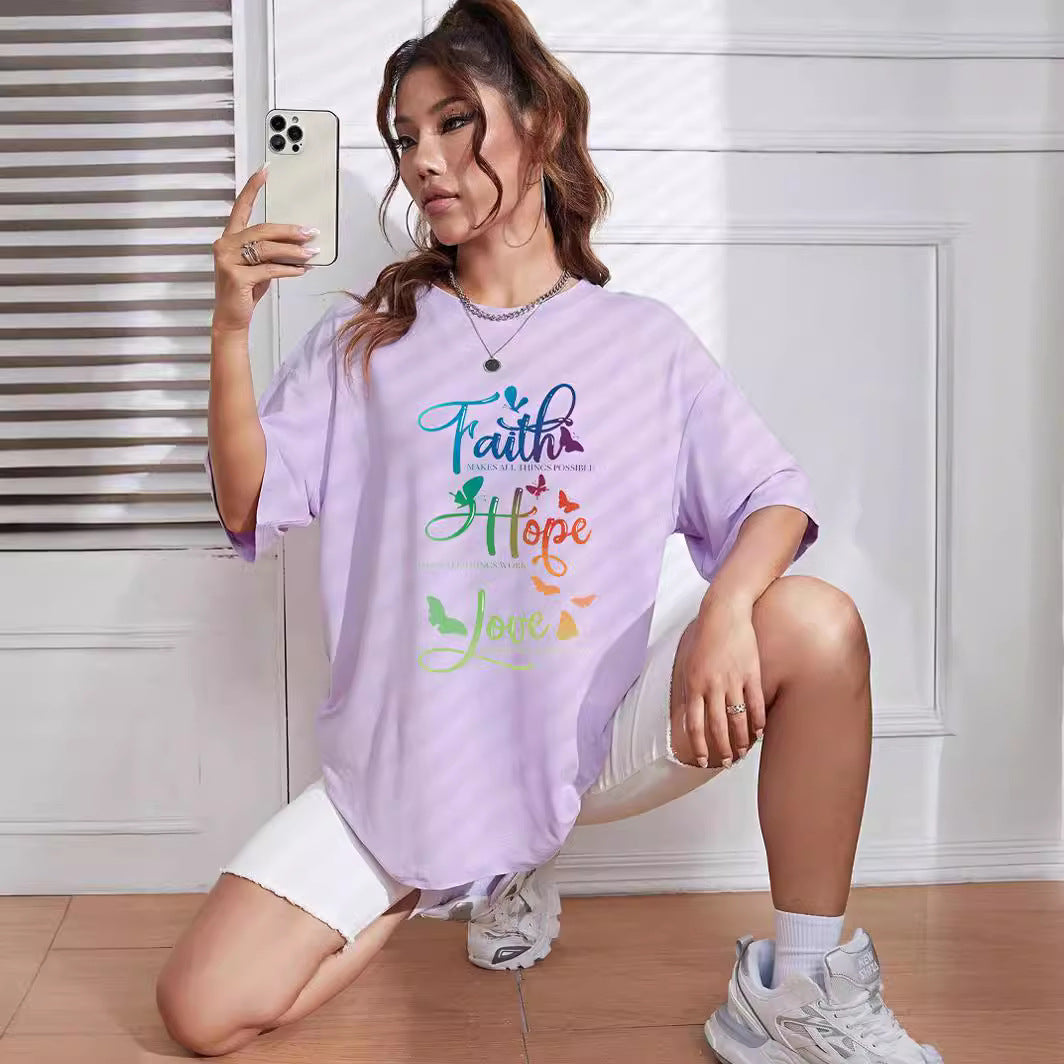 Dame Oversized T-shirt med inspirerende tryk Stilla
