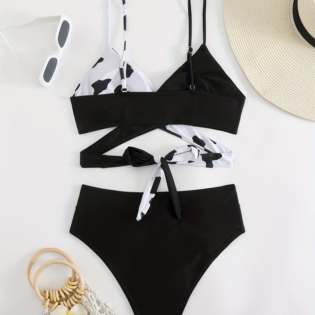 Dame trekant-bikini med sporty knude-design Skovae