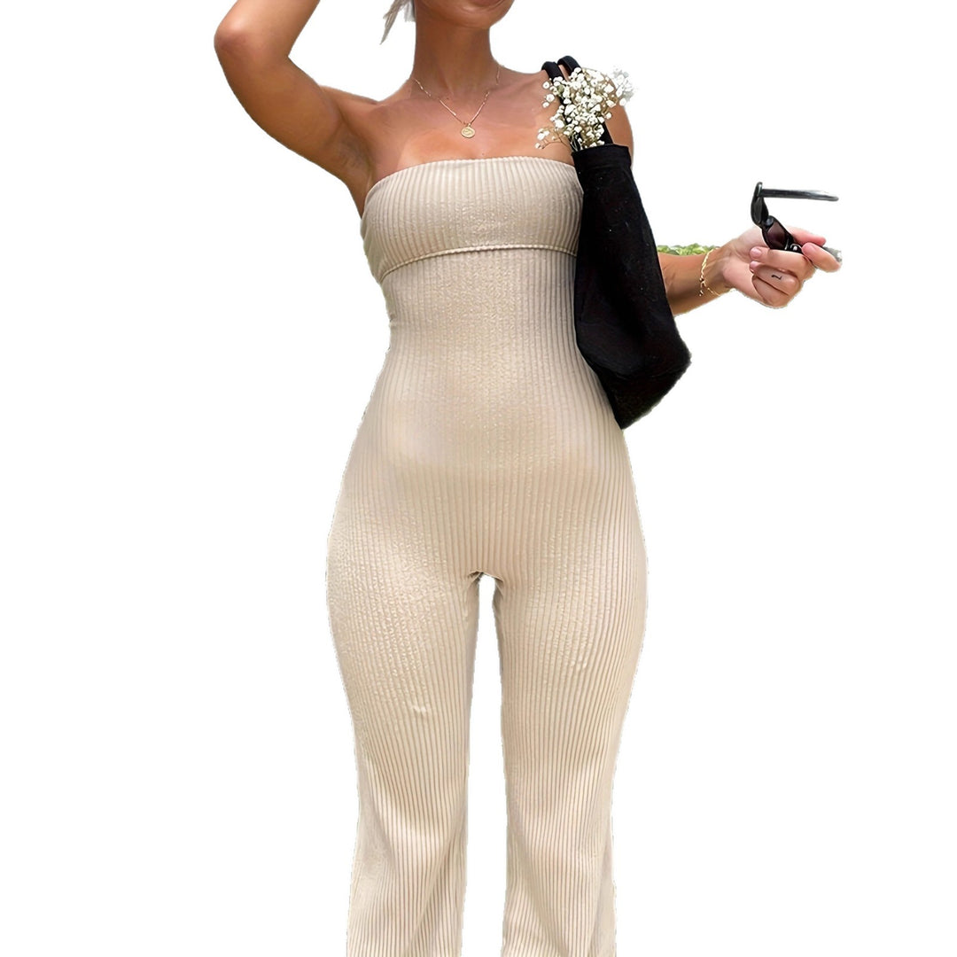 Dame lang jumpsuit med rynket overdel og bredt ben Skovae