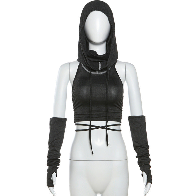 Dame mode Crop-Top med spændende snøredesign og afslappet pasform Stilla