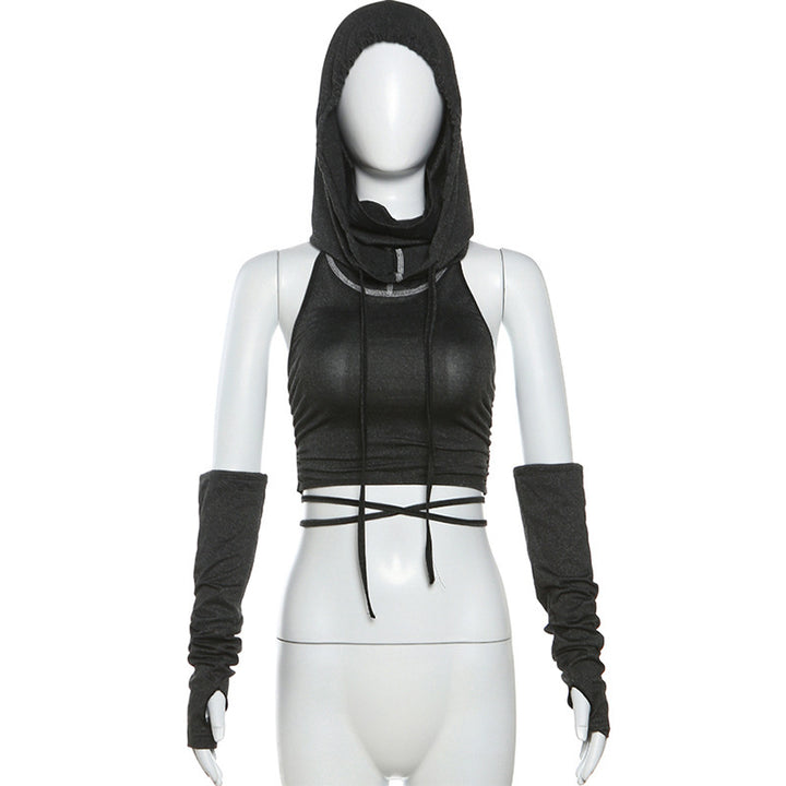 Dame mode Crop-Top med spændende snøredesign og afslappet pasform Stilla