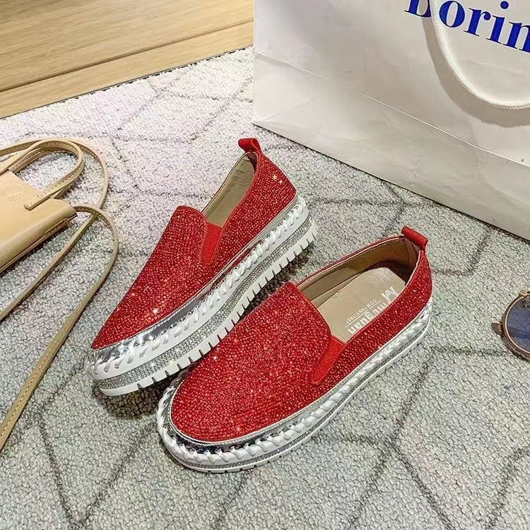 Dame Slip-On Sneakers med funkende strassdesign og skridsikre profilsål Stilla