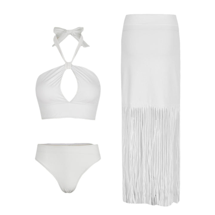 Dame bikinisæt med trendy frynser og elegante bindebånd Stilla
