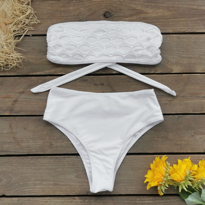 Dame bikini sæt med flettet top og højt skåret bikini trusser Stilla