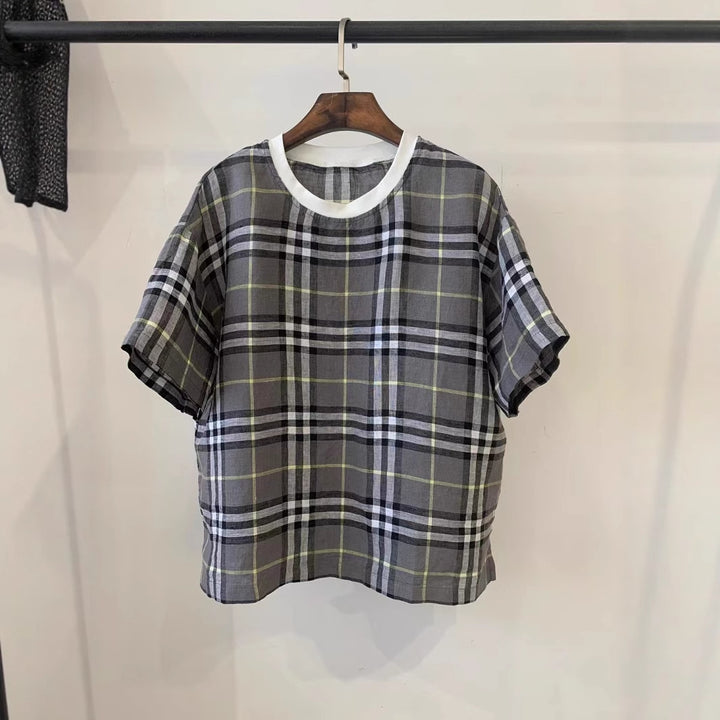 Dame Casual Kortærmet Ternet Top Stilla