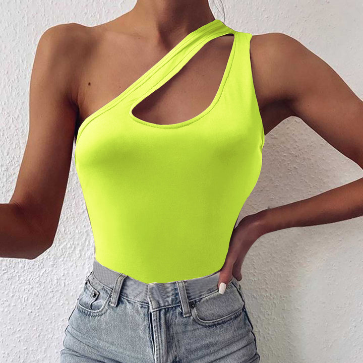 Dame asymmetrisk bodysuit med moderne cut-out detaljer