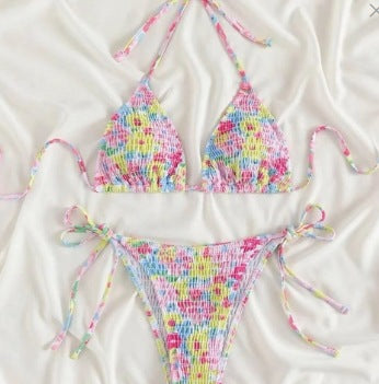 Dame Triangel-Bikini-Sæt med justerbare bindebånd og elastisk stof Stilla