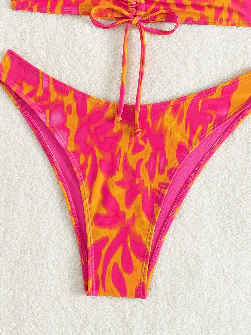 Dame Bikini-top med raffineret rynkning og livligt mønster Stilla