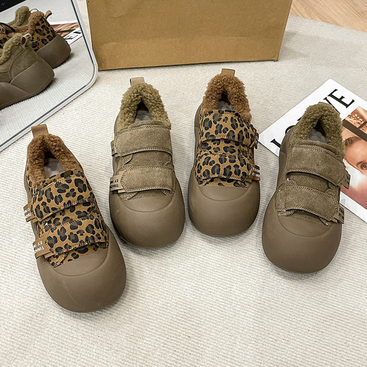 Dame Komfortable Sneakers med elastisk velcro og varmt inderfor Stilla