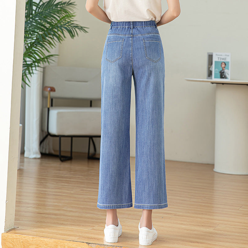 Dame brede denim-bukser i trendy snit Stilla