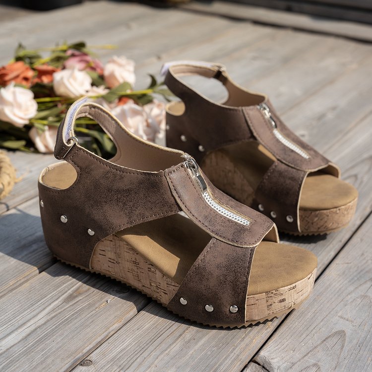 Dame Wedge-sandaler med modetrends zip og behagelig fodseng Stilla