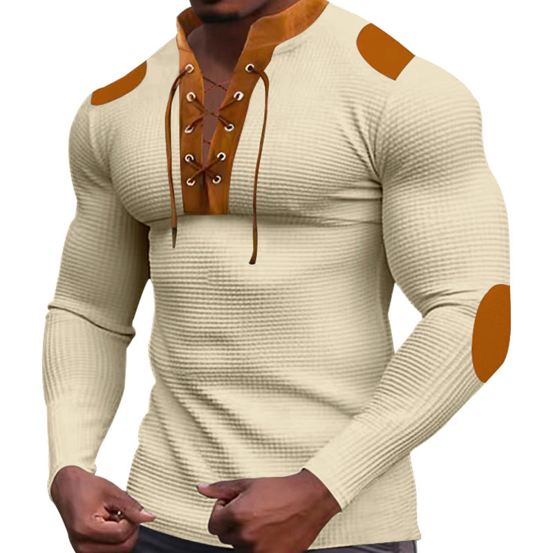 Herre Langærmet Henley Skjorte med moderigtige snøringer og elegante detaljer Stilla