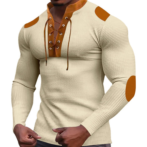 Herre Langærmet Henley Skjorte med moderigtige snøringer og elegante detaljer Stilla
