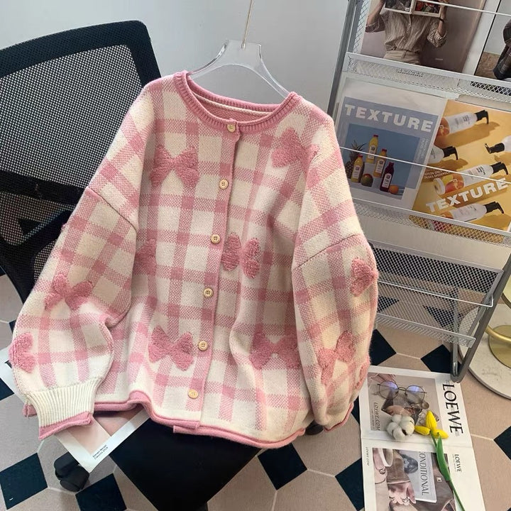 Kvinders oversized cardigan med hjerte mønster Stilla
